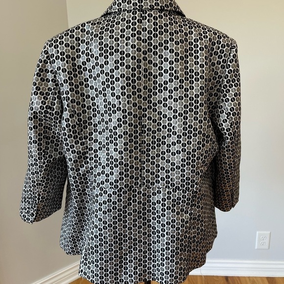 Peter Nygard Silver & Black Dot Roundels 3/4 sleeve jacket blazer art to wear - Picture 14 of 17